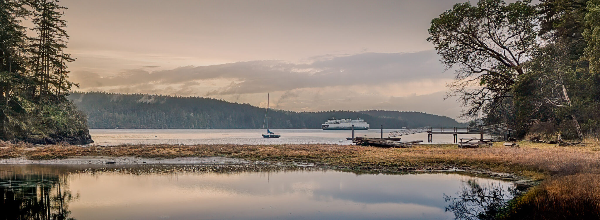 Park and dock. View towards Shaw ferry landing